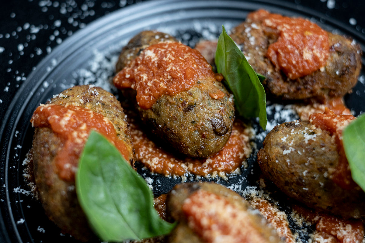 Eliolocanda's specialty: Frozen Eggplant Polpette made with spicy eggplant from Ukiha, Fukuoka